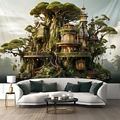 Χαμηλού Κόστους ταπετσαρία τοπίου-μαγικά δεντρόσπιτα κρεμαστά ταπετσαρία τοίχου μεγάλη ταπετσαρία τοιχογραφία διακόσμηση φωτογραφία σκηνικό κουβέρτα κουρτίνα σπίτι υπνοδωμάτιο διακόσμηση σαλονιού