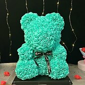 cheap Wedding Decorations-Rose Bear Artificial Foam Flowers with LED Light &amp; Plastic Gift Box- Perfect Romantic Gift for Mother&#039;s Day, Anniversary, Wedding, Birthday, Thanksgiving, and Christmas 25cm/10inch