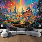 billiga Blacklight tapestries-blacklight gobeläng uv reaktiv glöd i mörkret glöd fest neon svamp väg landskap psykedelisk trippy dimmigt hängande gobeläng väggkonst väggmålning för att leva