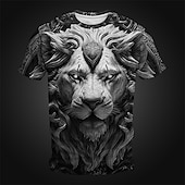 preiswerte T-Shirts mit Tiermuster-Herren Graphic Tier Löwe T Shirt Kurzarm T-Shirt 3D-Druck Rundhalsausschnitt Hemd Täglich Designer Retro Vintage Sports Outdoor Festtage Ausgehen Blau Rot Rosenrot Frühling Sommer Bekleidung S M L XL