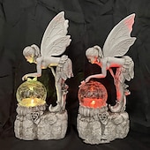 cheap Landscape Lights-Flower Fairy Statue Illuminates Girl Decoration Outdoor Garden Courtyard Angel Fairy Solar Light
