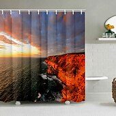 abordables Cortinas de ducha-Cortina de Ducha con Ganchos 180cm*180cm(70&quot;*70&quot;) Poliéster Lavable Impermeable Patrón de Conchas de Playa del Océano Decoración para Baño