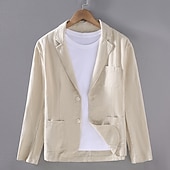 cheap Men&#039;s Blazers-Men&#039;s Graduation Blazer Formal Evening Wedding Party Party &amp; Evening Pocket Fashion Casual Spring &amp;  Fall Polyester Plain Pocket Casual / Daily Single Breasted Blazer Black White Blue khaki