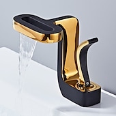 abordables Robinets de lavabo-Robinet lavabo - Jet pluie Plaqué Set de centre Mitigeur un trouBath Taps