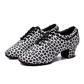 abordables Chaussures de danses latines-Femme Chaussures Latines Entraîner des chaussures de danse Utilisation Entraînement Talon Talon Cubain Bout rond Lacet Adulte Noir Marron