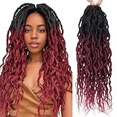 cheap Crochet Hair-Faux Locs Crochet Hair For Black Women Soft Locs 24 Inch Goddess Crochet Hair Curly Ends Dreadlocks Boho Style Synthetic Braiding Hair Extensions
