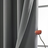 baratos Cortina de Blackout-Cortina blackout cinza com 1 painel, cortinas com isolamento térmico para quarto e sala de estar, série ikea