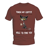 お買い得  メンズグラフィックTシャツ-男性用面白いグランピーキャットコーヒーTシャツ - 私のコーヒーに触れないで！ユーモアグラフィックTシャツ