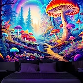 billiga Blacklight tapestries-blacklight gobeläng uv reaktiv glöd i mörkret glöd fest neon svamp väg landskap psykedelisk trippy dimmigt hängande gobeläng väggkonst väggmålning för att leva