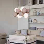 cheap Island Lights-Artistic Style Velvet FabricPVC Simple Found Ball Molecular Pendant Lamp Bedroom Bedside Restaurant Pendant Lamp Creative Molecular Round Ball Pendant Lamp