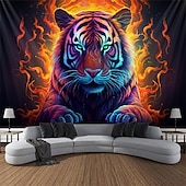 billige Blacklight -billedvev-blacklight billedvev uv reaktiv glød i mørket glød party neon tiger dyr psykedelisk trippy tåkete hengende billedvev veggkunst veggmaleri for stue soverom