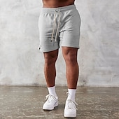 お買い得  メンズアクティブショーツ-男性用 アスレチックショーツ ランニングショーツ ジムショーツ スポーツ お出かけ 週末 高通気性 速乾性 ランニング カジュアルスーツ ポケット ドローストリング 弾性ウエスト 平織り 膝丈 体操服 アクティブウェア ブラック ライト マイクロエラスティック