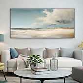 cheap Landscape Paintings-Handmade Oil Painting Canvas Wall Art Decor Original Blue Sky Abstract Scenery Painting for Home Decor With Stretched Frame/Without Inner Frame Painting