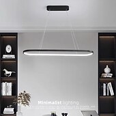 economico Luci Isola cucina-Lampadario a sospensione ovale a led 69cm moderno semplice in alluminio appeso a isola illuminazione 36w per sala da pranzo ristorante conferenza bar caffetteria lampadario
