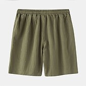 baratos Clássico-Homens Calção Shorts de linho Shorts de verão Com Cordão Cintura elástica Tecido Conforto Curto Casual Diário Feriado Misto de Algodão e Linho Moda Estilo Clássico Preto Branco