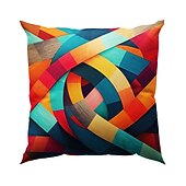 Недорогие геометрический стиль-1 штук Лён Наволочка, Геометрический принт Современное Удобная обувь Квадратный традиционный классический