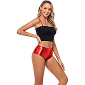 preiswerte Unterteile-Metallisch 1980er Glänzendes Latex-Patent Shorts PU - Leder Figurbetontes Einfarbig Damen Maskerade Party Junggesellinnenabschiedsparty Pride Parade Erwachsene Shorts