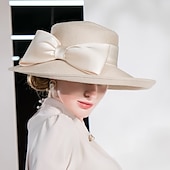 cheap Party Hats-Hats Polyester Fiber Bowler / Cloche Hat Straw Hat Sun Hat Wedding Casual Elegant Wedding With Bowknot Headpiece Headwear