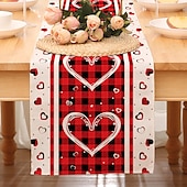 cheap Table Runners-Valentines Day Table Runner Holiday Table Runner Seasonal Farmhouse Burlap Table Cloth for Wedding Anniversary Home Kitchen Dinner Table Party Decor