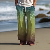abordables Pantalons décontractés imprimés pour hommes-Cachemire Rétro Vintage Homme Impression 3D Pantalon Extérieur Usage quotidien Vêtement de rue Polyester Jaune Rouge Bleu S M L Taille médiale Élasticité Pantalon