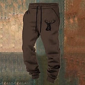 cheap Sweatpants-Elk Vintage Men&#039;s 3D Print Sweatpants Joggers Pants Trousers Outdoor Street Casual Daily Polyester Lake blue White Blue S M L Mid Waist Elasticity Pants