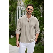cheap Tops-Medieval Renaissance 17th Century Medium Length Shirt Pirate Knight Ritter Viking Celtic Knight Lace Solid Colored Fancy Dress Men's Pirate Fantasy Halloween Masquerade Casual Daily Renaissance Fair