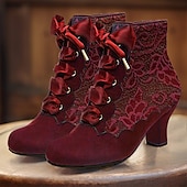 baratos anos 1930-botins femininos vitorianos com cadarço - botins de camurça verde de salto alto para fantasias vintage e steampunk