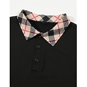 cheap Men's Classic Polo-Men's Polo Shirts Button Up Polos Casual Holiday Lapel Short Sleeve Fashion Basic Plaid Color Block Patchwork Summer Regular Fit White Polo Shirts