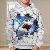 economico Animali 3D per Ragazzo-Da ragazzo 3D Squalo Felpa con cappuccio Pullover Manica lunga Stampa 3D Primavera Autunno Di tendenza Streetwear Fantastico Bambino 3-12 anni Con cappuccio Esterno Informale Giornaliero Standard