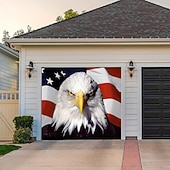 abordables 4 juillet-Couvercle de porte de garage extérieur avec aigle américain pour le 4 juillet bannière du jour de l'indépendance grande décoration de toile de fond pour la porte de garage extérieure décorations