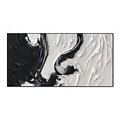 economico Quadri astratti-dipinti ad olio fatti a mano su tela decorazione della parete arte minimalismo in bianco e nero astratto disegno con coltello a olio spesso per la decorazione domestica pittura senza cornice
