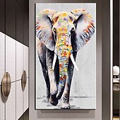 abordables Pinturas de animales-Hecho a mano Pintura al óleo pintada a colgar Pintada a mano Horizontal Abstracto Animales Moderno Sin marco interior  (sin marco)