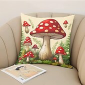 cheap Floral &amp; Plants Style-1PC Mushroom Double Double Side Pillow Cover Soft Decorative Square Cushion Case Pillowcase for Bedroom Livingroom Sofa Couch Chair