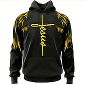 levne pánské 3D mikiny s kapucí-Pánské Grafika Písmeno Kapuce Kapucky Mikina Módní Denní Dlouhý rukáv Kapuce Dovolená Outdoorové sporty Streetwear Žlutá Rubínově červená Tisk Přední kapsa Jaro &amp; podzim Návrhář