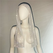 billiga Tillbehör och mer-Sheer Mesh Rhinestone Huvudduk halsduk halsduk Metallisk Glittriga Sexig Polyester Till Disk Cosplay Karnival Dam Kostymsmycken Märkessmycken