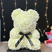 cheap Wedding Decorations-Rose Bear Artificial Foam Flowers with LED Light &amp; Plastic Gift Box- Perfect Romantic Gift for Mother&#039;s Day, Anniversary, Wedding, Birthday, Thanksgiving, and Christmas 25cm/10inch