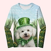 abordables Animaux 3D de Fille-St. patrick fille t-shirt chien 3d manches longues impression 3d printemps automne actif mode mignon polyester enfants 3-12 ans col rond extérieur décontracté quotidien coupe régulière