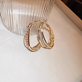 baratos Brincos-Mulheres Brincos Curtos Brincos Compridos Brincos em Argola Geométrico Caído Elegante Vintage à moda Simples Luxo Brincos Jóias Dourado Para Festa Rua Diário Feriado Festival 1pç