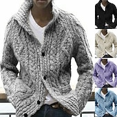 abordables Gilet-Homme Pull Chandail Gilet Cardigan Pull Veste A côtes Tricoter Découpé Tricoté Revers Guêtres Moderne contemporain Usage quotidien Sortie Vêtement Tenue Automne hiver Noir Bleu S M L