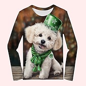 abordables Animaux 3D de Fille-St. patrick fille t-shirt chien 3d manches longues impression 3d printemps automne actif mode mignon polyester enfants 3-12 ans col rond extérieur décontracté quotidien coupe régulière