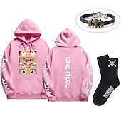 baratos T-shirts e moletons gráficos-conjunto com luffy zoro moletom oversized pu pulseira meias 3 peças roupas macaquinho de uma peça d. Luffy anime estampas gráficas impressão estilo harajuku para homens mulheres adultos unissex