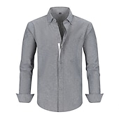 abordables chemises sans repassage pour hommes-Homme Chemise Chemise habillée Uni Bureau &amp; Carrière Fête de mariage Noir Blanche Rose dragée bleu marine manche longue Revers Printemps &amp; Automne Vêtement Tenue