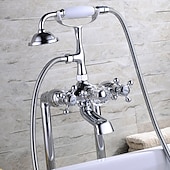 billige Badekraner-Badekarskran - Moderne Moderne galvanisert Romersk kar Keramisk Ventil Bath Shower Mixer Taps