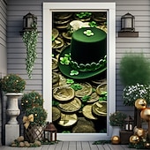 preiswerte Urlaubsteppiche-St. Patrick's Day Türabdeckungen, Türteppich, Türvorhang, Dekoration, Hintergrund, Türbanner für Haustür, Bauernhaus, Urlaub, Party, Dekorationszubehör