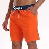 お買い得  男性用水泳パンツ-男性用 ボードショーツ スイムショーツ スイムトランク 日常 ビーチ 高通気性 速乾性 ドローストリング ドローストリング 弾性ウエスト ライナー付き カラーブロック ショート スポーツ カジュアル アクティブウェア ピンク ルビーレッド マイクロエラスティック