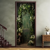levne Kryty dveří-květinové vintage zelené kryty dveří nástěnná malba výzdoba dveří gobelín dekorace závěs dveří pozadí banner banner odnímatelný pro přední dveře vnitřní venkovní domácí dekorace pokoje farma výzdoba