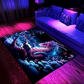 preiswerte Blacklight Teppiche-Schwarzlicht-Teppich, UV-reaktiver, im Dunkeln leuchtender Teppich, Küchenmatte, rutschfeste, ölbeständige Trippy Dragon-Bodenmatte, Wohnzimmerteppich, Innen- und Außenmatte, Schlafzimmerdekoration,