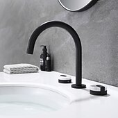 abordables Robinets de lavabo-Robinet lavabo - Séparé Plaqué Diffusion large Deux poignées trois trousBath Taps