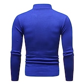 levne pánský pulovrový svetr-Pánské Pulovrový svetr Pletený svetr Rýhovaný Plést Standardní Pletený Bez vzoru Mock Neck Základní Zahřívací Denní nošení Jdeme ven Oblečení Podzim Zima Fialová Černá M L XL
