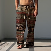 cheap Men&#039;s Printed Casual Pants-Western Bandana Print Vintage Men&#039;s 3D Print Pants Trousers Outdoor Street Going out Polyester Yellow Red Blue S M L Mid Waist Elasticity Pants
